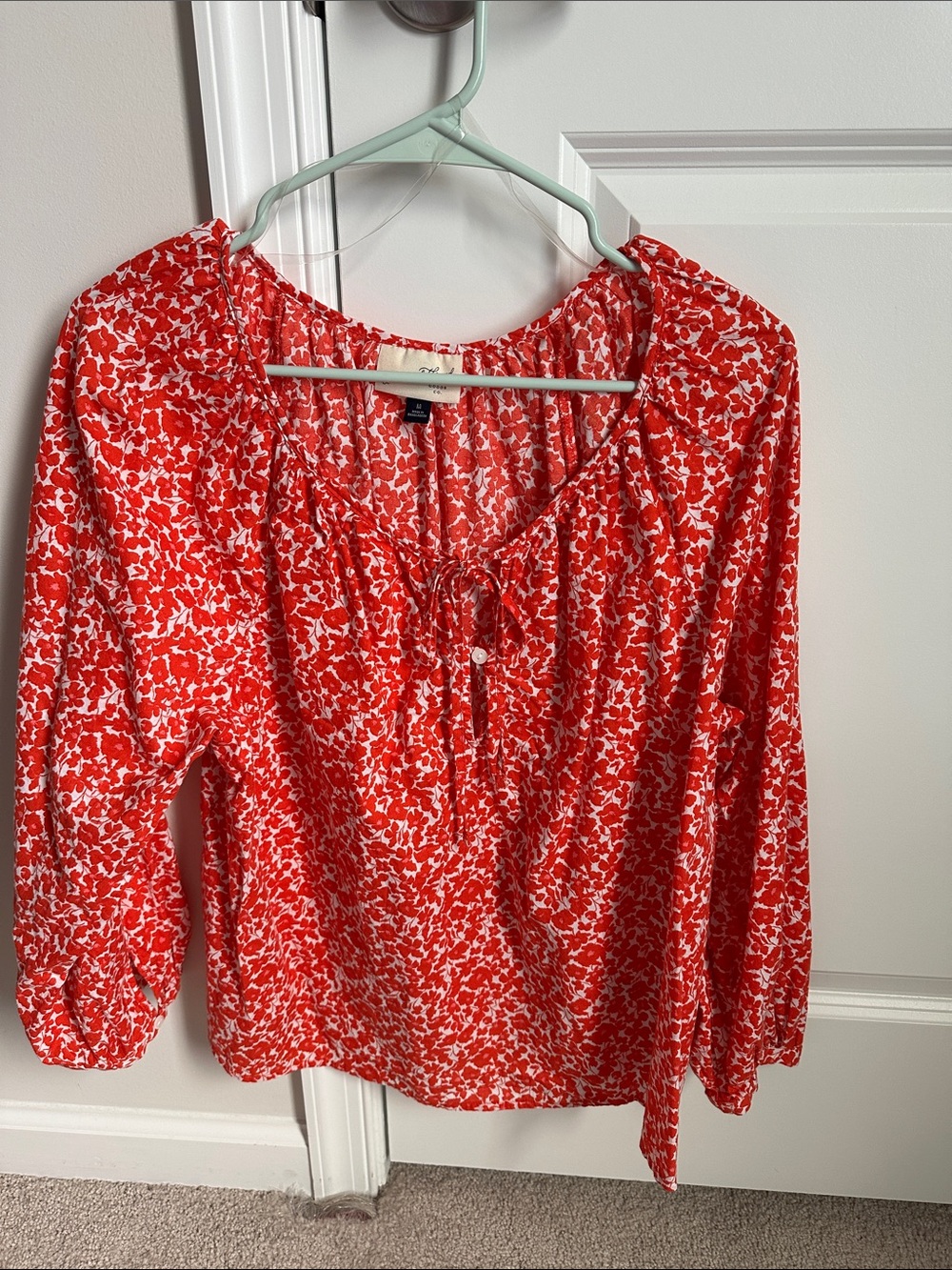 Universal Thread Orange Puff Sleeve Smocked Blouse